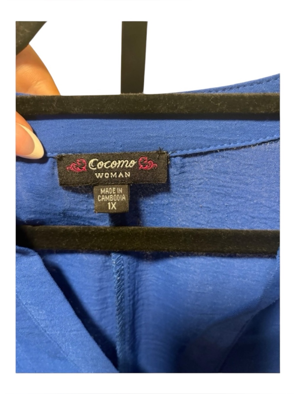 Cocomo Cobalt Blue Split V-Neck Peplum Top - Picture 3 of 3